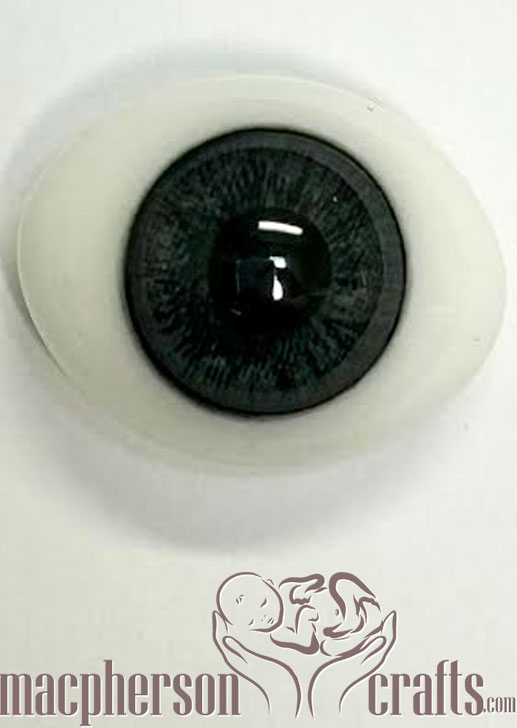 16mm Oval Glass Eyes - Baby Grey