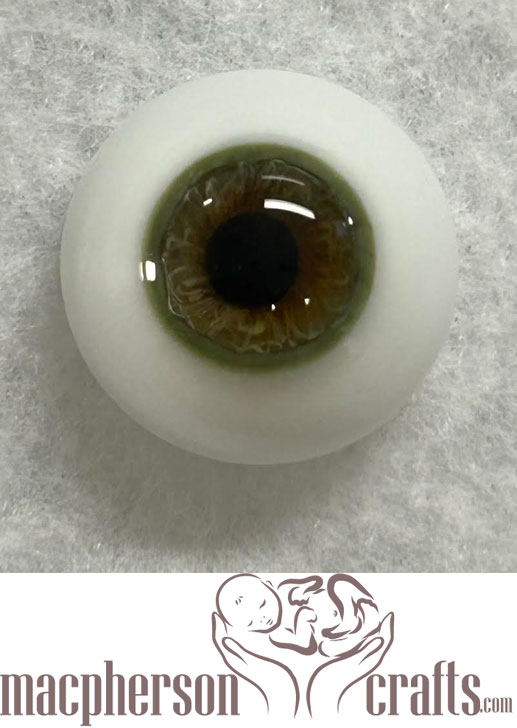 18mm Half Round Real Life Glass Eyes -Green with Brown