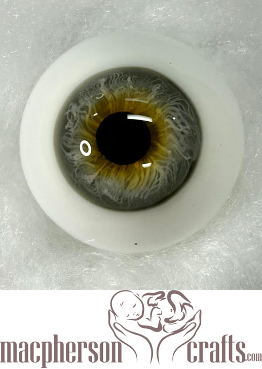 24mm Mouth Blown Glass Eyes -  Grey with Brown