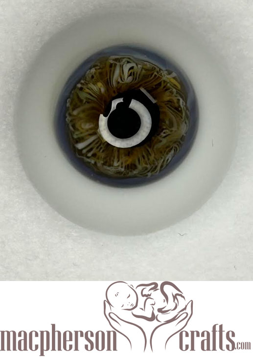 20mm Half Round Real Life Glass Eyes -Hazel