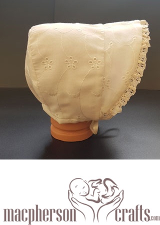 Off White Eyelet Bonnet ~ Preemie